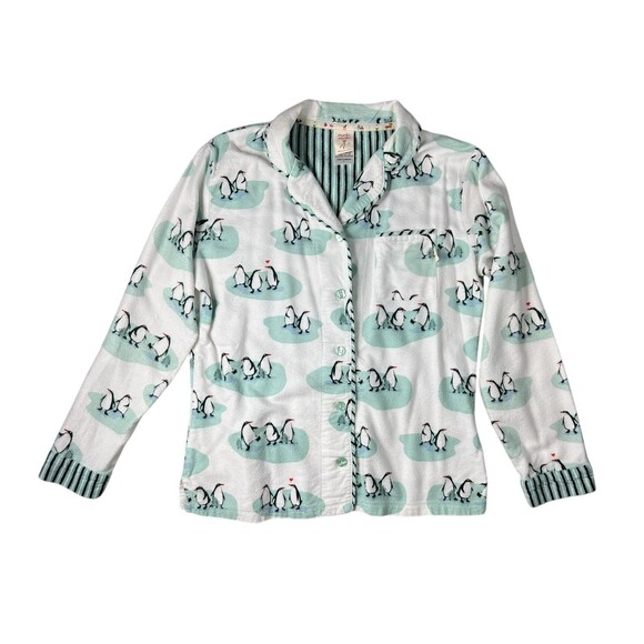 Munki Munki Button-Front Top & Bottom Penguin Print Pajama Set Size S - Picture 3 of 16